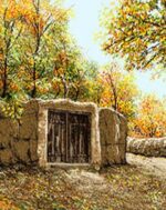 قیمت نخ و نقشه تابلو فرش منظره باغ گردو