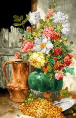 قیمت نخ و نقشه تابلو فرش گل و انگور