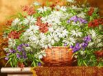 قیمت نخ و نقشه تابلو فرش گل رنگی