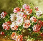قیمت نخ و نقشه تابلو فرش سبد گل رز