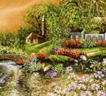قیمت نخ و نقشه تابلو فرش منظره غروب پاییزی