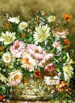 قیمت نخ و نقشه تابلو فرش گل سبد کوچک