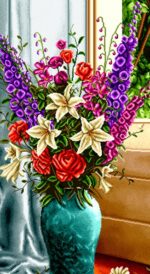 قیمت نخ و نقشه گل و گلدان فیروزه ایی