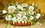قیمت نخ و نقشه گلهای لاله سفید