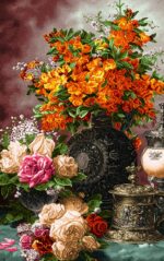 قیمت نخ و نقشه تابلوفرش طرح گل
