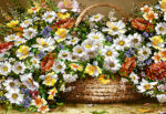 قیمت نخ و نقشه سبد گل بابونه عرضی