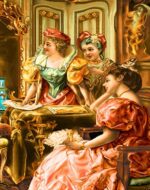 قیمت نخ و نقشه تابلوفرش گیتار زن فرانسوی