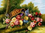 نخ و نقشه تابلوفرش گل سبد واژگون