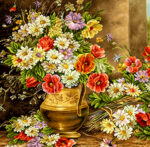 قیمت نخ و نقشه گل و گلدان کنار دیوار