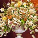 نخ و نقشه گل و گلدان سرامیکی