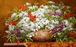 قیمت نخ و نقشه تابلوفرش سبد گل حصیری