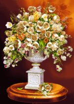 نخ و نقشه گل و گلدان سرامیکی