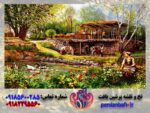 قیمت نخ و نقشه تابلوفرش زندگی کنار برکه