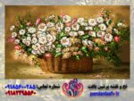 قیمت نخ و نقشه تابلوفرش گلهای بابونه عرضی