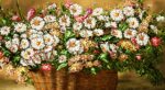 قیمت نخ و نقشه تابلوفرش گلهای بابونه عرضی