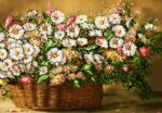 قیمت نخ و نقشه تابلوفرش گلهای بابونه عرضی
