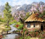 قیمت نخ و نقشه تابلوفرش منظره رود بهاری