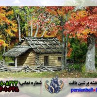 نخ و نقشه منظره کلبه پاییزی