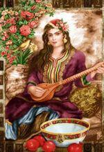 خرید نخ و نقشه تک چهره دختر سه تار نواز