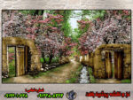 نخ و نقشه منظره کوچه باغ شکوفه زیبا