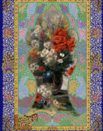 نخ و نقشه تمام ابریشم گلدانی - Image 4