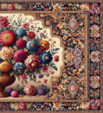طراحی خاص و رنگبندی ویژه نخ و نقشه گل و گلدان پارسی