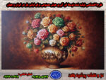 نخ و نقشه گل رز با گلدان رومی