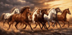 نخ و نقشه فرار اسبها در غروب آفتاب سایز بزرگ