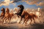 نخ و نقشه تاختن اسبها در صحرا سایز 1