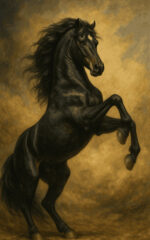 نخ و نقشه تابلوفرش طرح اسب سرکش