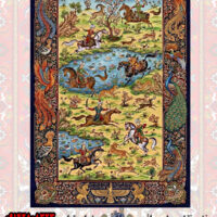 نخ و نقشه تابلوفرش شکارگاه قم